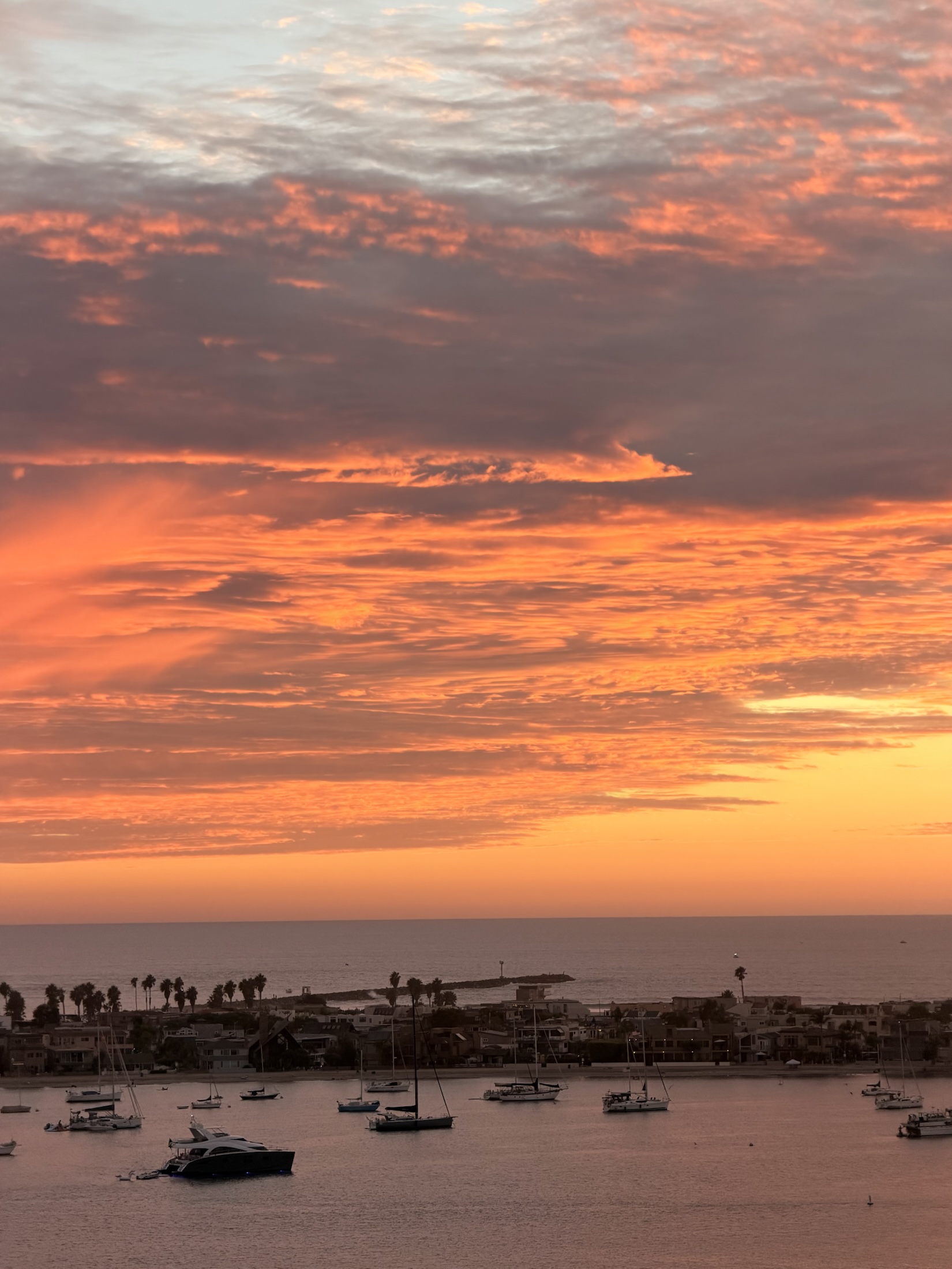 Warm sunset colors settling over the water